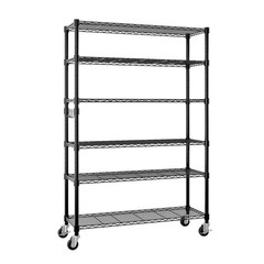 6-Tier Storage Shelf Shelving Unit Rolling Shelves Heavy Duty Metal Rack 82”H