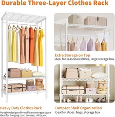 3 Tier Heavy Duty Clothing Rack with Adjustable Shelves 17.7D X 35.4W Inches Use