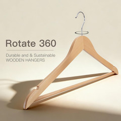 30 Pack Wooden Hangers Heavy Duty Slim Durable Coat Jacket Pant Hangers