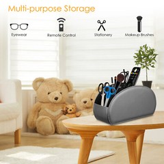 Vegan Leather Remote Control Holder TV Remote Desktop Organizer 5 Compartments