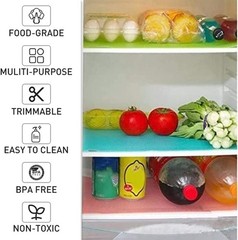 7 PCS Shelf Mats Refrigerator Liners 7 Pack (17.7×11.8), Blue,green,pink