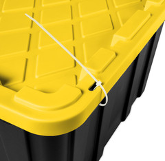 Set of 6 large Sterilite storage bins, 27-gallon capacity, with locking lids.