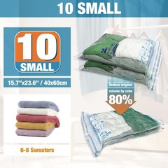 Durable PA+PE Vacuum Seal Bags – 10 Small Bags with Pump for Travel & Storage