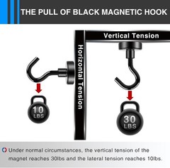 12 Pack Heavy Duty Magnetic Hooks – 30LBS Capacity, Rust-Resistant Black Finish