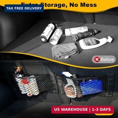 PIFOOG 4Pcs Car Storage Net Pockets, Stretchable Mesh Cargo Net Organizer with A