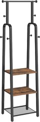 MAHANCRIS Freestanding Coat Rack 3 Shelves 8 Hooks Rustic Brown Black