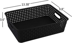 Stylish Black 4-Pack Plastic Storage Baskets for Paper & Organization