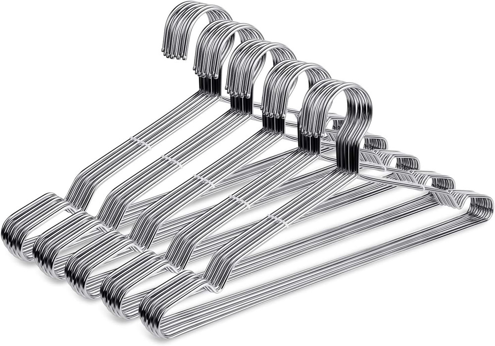 Fayleeko Stainless Steel Wire Hangers – 50 Pack Heavy Duty, Space Saving 16.5 In