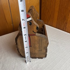 Vintage Wooden Teddy Bear Basket Christmas Storage Caddy Rustic Holiday Decor