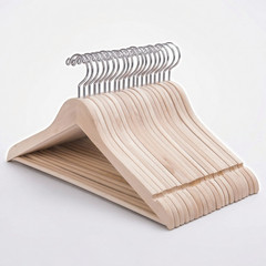 20 Pack Wooden Clothes Hangers Natural Solid Suit Coat Jacket Hangers