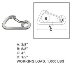 3/8″ Harness Clip Spring Gate Snap Hook Carabiner Hook Stainless Steel T316