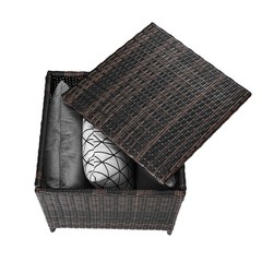 27GAL Patio Wicker Rattan Brown Table Garden Square Container Storage Flip Cover