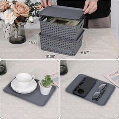 6-Pack Gray Lidded Storage Baskets, Stackable with Dust-Proof Lids