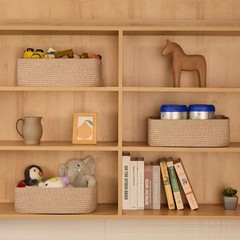 Large Shallow Organizing Baskets 15x11x5.1 Inches – 2pcs-L15×W11×H5.1″ Natural