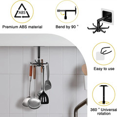 2Pcs 360° Swivel Self Adhesive Kitchen Bathroom Wall Door Hooks
