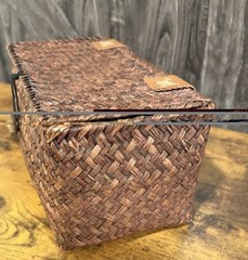 Natural Seagrass/Rattan Storage Basket with Lid for Organizing Brown