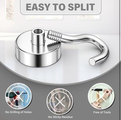 8 Pack Magnetic Hooks 30LB Heavy Duty Neodymium Magnet Hooks for Cabins, Kitchen