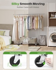 HOKEEPER Rolling Commercial Grade Clothing Garment Racks Sing Rail Adjustable US