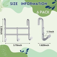 6 Pack 3 Hook Attachment, Wire Shelving, 3.75L, Chrome, Steel Hanging Rack