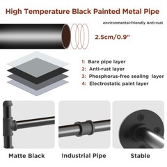Industrial Pipe Clothes Rack Wall Mounted Hanging Bar Garment Rail Detachable