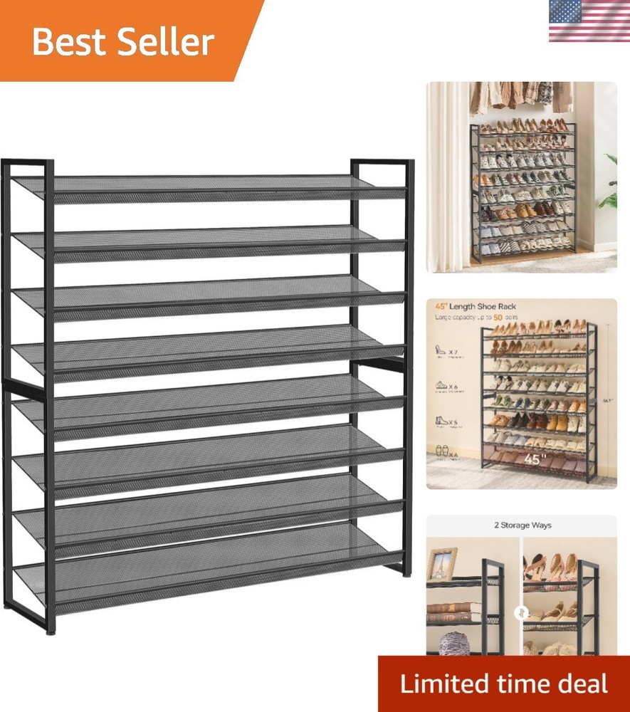 Shoe Rack Large Metal Organizer 8 Tier Storage Shelf for Garage Closet Entryw…