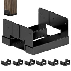 6 PCS 6×6 Black Galvanized Post Base Steel Inter 5.5×5.5 Wood to Concrete Adj…