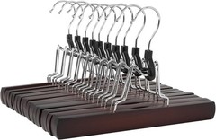 Wooden Pants Hangers Closet Organizer, Cherry, 10-Pack