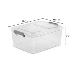 (3 Pack) 12.7 Qt. Clear Plastic Modular ID Latch Box