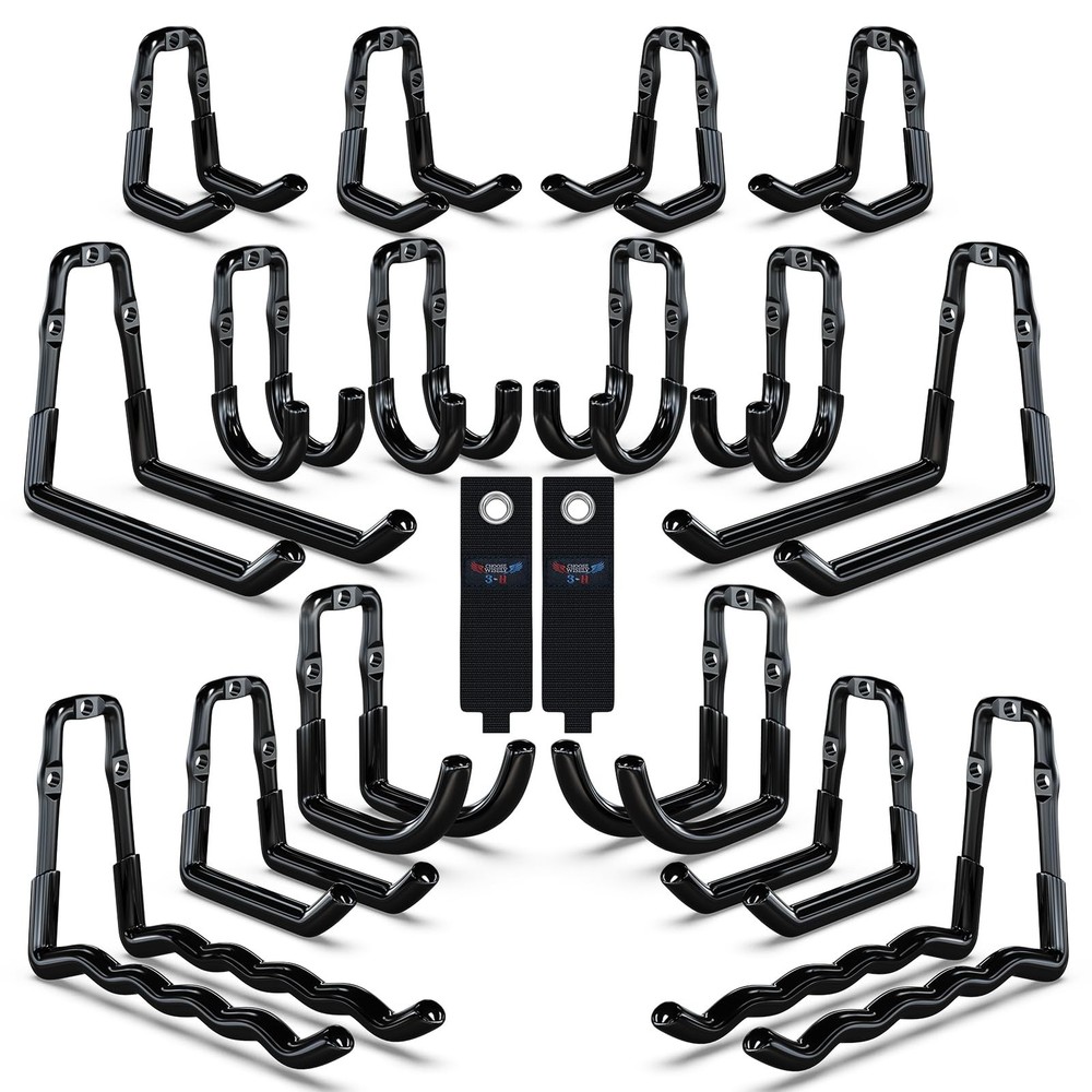 Super Heavy Duty Garage Wall Hooks 18 Pack, One-Piece Construction Garage Wal…