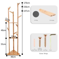 Solid Wooden Coat Rack Hat Hanger Hooks Hall Entryway Jacket Umbrella Tree Stand
