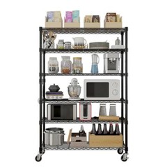 Heavy Duty 6 Tiers Storage Shelves Metal Shelf Wire Shelving Unit with Wheels