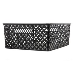 Medium Black Decorative Plastic Storage Basket, 14 in x 11.5 in x 5.3 in