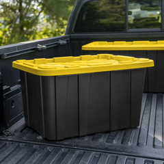 6 Pack Sterilite 27 Gallon Storage Bin Tote with Lid Heavy Duty Plastic