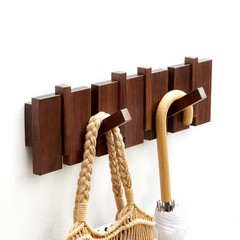 Wood Coat Rack Wall Mount – Large Walnut Piano Coat Rack wtih 5 Hooks for Han…