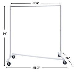 Z-Base Clothes Rack Garment Rack Rolling Storage Garment Shelf Silver Sturdy