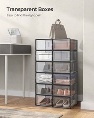 12 Pack Clear Stackable Shoe Storage Boxes Plastic Organizer Dustproof Container