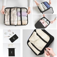 Black 6 Piece Packing Cubes for Suitcases Travel Luggage Packing Organizers