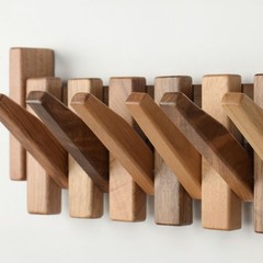 TEXAS BEST GIFT Solid Walnut Piano Key Coat Rack – 6-Hook Wall-Mounted Flip H…