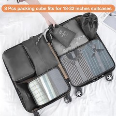 Packing Cubes for Travel- 8 Set Luggage Organizer Bags for Family, Mesh Breathab