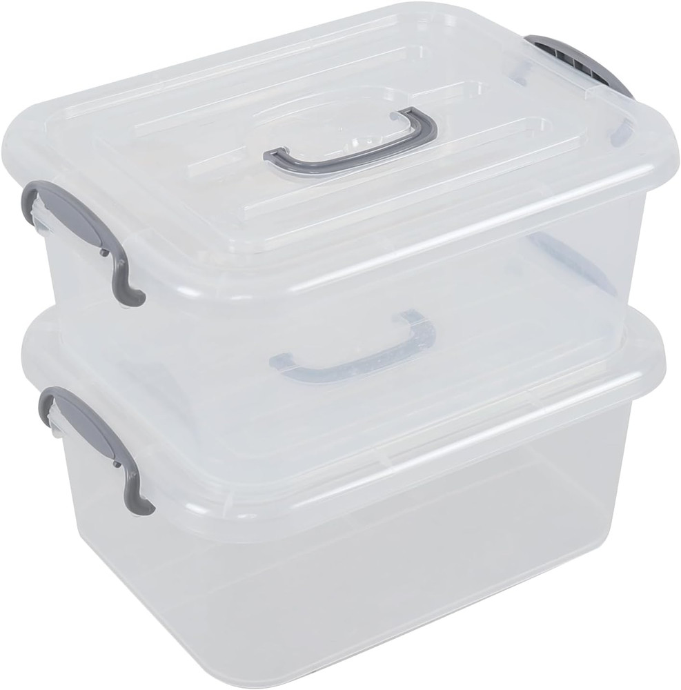 2-Pack 8Qt Clear Storage Bins with Lids | Stackable Organizing Boxes