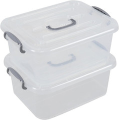 2-Pack 8Qt Clear Storage Bins with Lids | Stackable Organizing Boxes