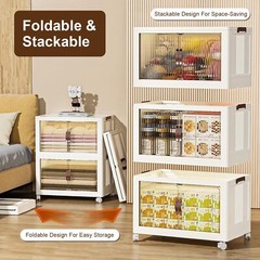 3pcs Collapsible Stackable Storage Bins Closet Organizer Plastic Container Box