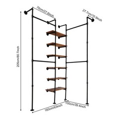 Wall Mounted Clothes Rack, Industrial Pipe Clothes Rack Multi-Purpose