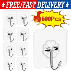1~500 PCS Stainless Steel Adhesive Sticky Hooks Heavy Duty Wall Hook Hangers lot