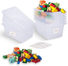 Clear Classroom Storage Bins – 8-Pack Plastic Organizers for Books & Toys