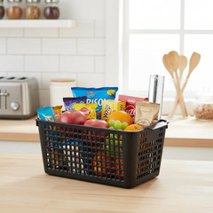 6 Pack Black Plastic Baskets for Desktop Organization and Storage Solutions
