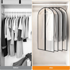 6 Pack Garment Bags 60 * 100Cm, 40In PEVA Translucent Garment Covers, Suit Stora