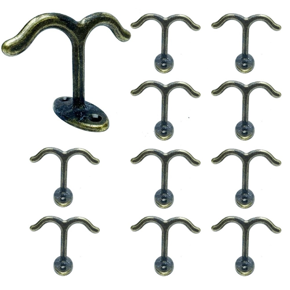 10 PCS Antique Bronze Zinc Alloy Ceiling Double Hook Under Cabinet Shelf