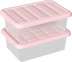 14 Quart Plastic Storage Latch Boxes with Pink Lids, Latching…