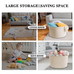 Extra Large Blanket Basket, Big Woven Cotton Rope Bin for Toys Towels, Pillow…